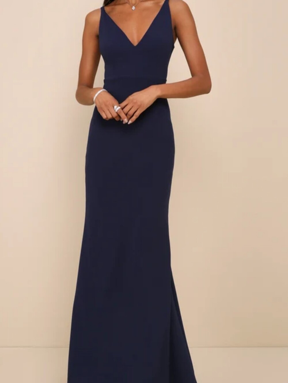 Lulus Melora Navy Blue Maxi Dress NWT Mermaid Wedding Guest Evening Gown S - Picture 3 of 9